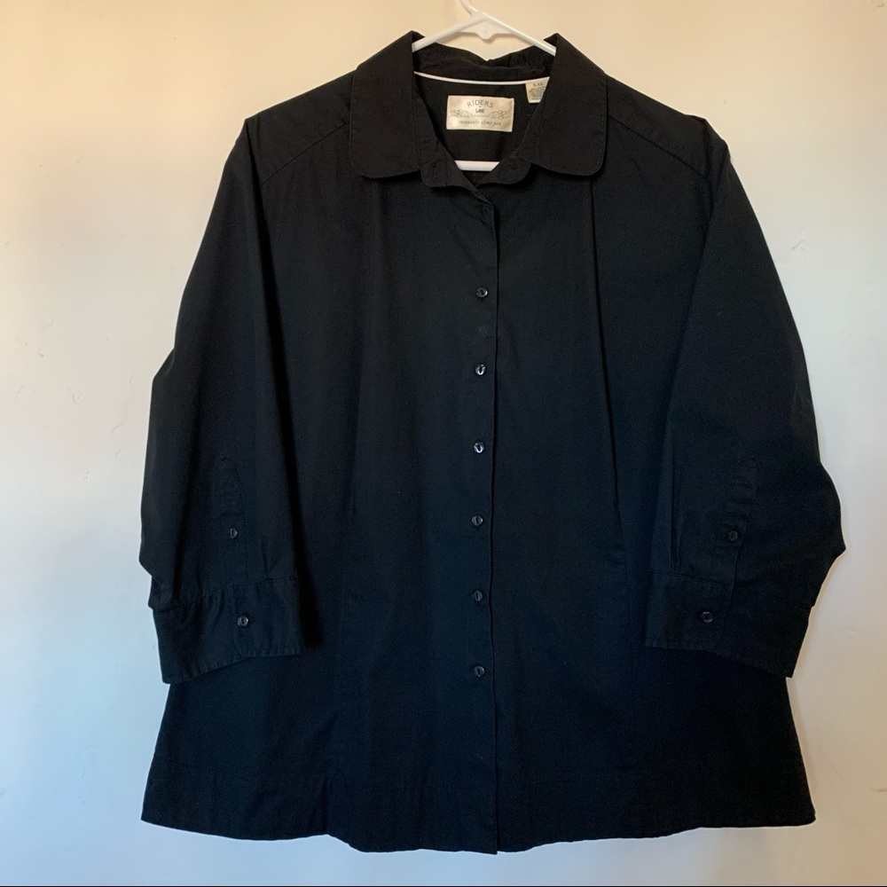 Riders by Lee Shirt Black Button Front Size XXL
